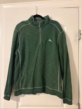 Tommy Bahama Men's Dark Green Quarter-Zip Pullover